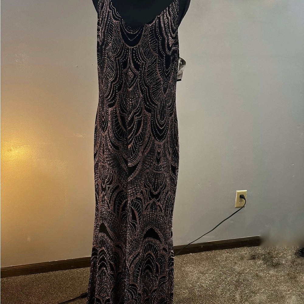 Elegant Black and rose Gold Evening Gown